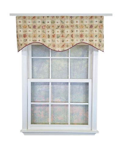 RLF Home Ботаническая занавеска-валанс - 100% хлопок с айвори подкладкой 50" x 17", бежевый