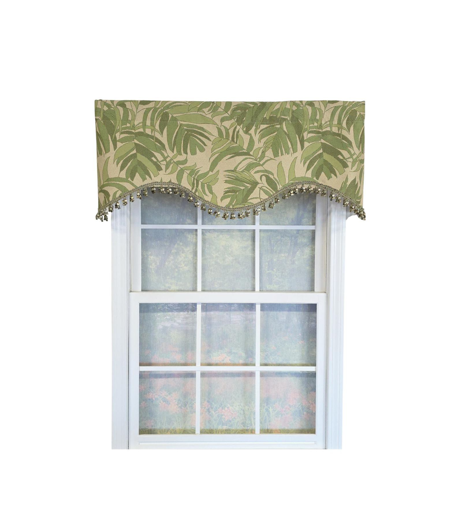 RLF Home 100% Cotton Breeze Cornice  Fully lined Windows Rod Pocket Valance 50" x 17"  Green