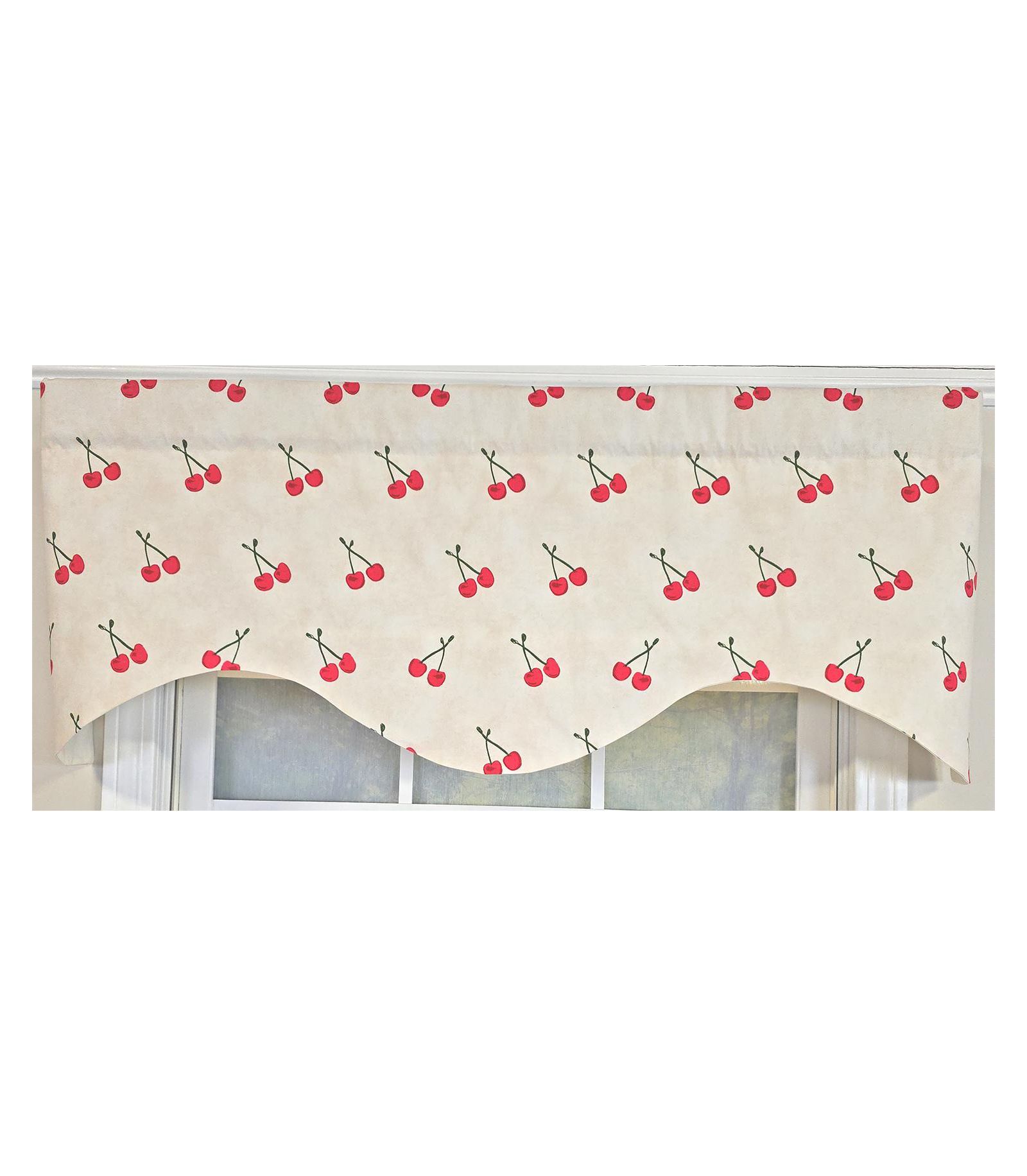 RLF Home 100% Cotton Cherry Dance Glory  Fully lined Windows Rod Pocket Valance 50" x 16"