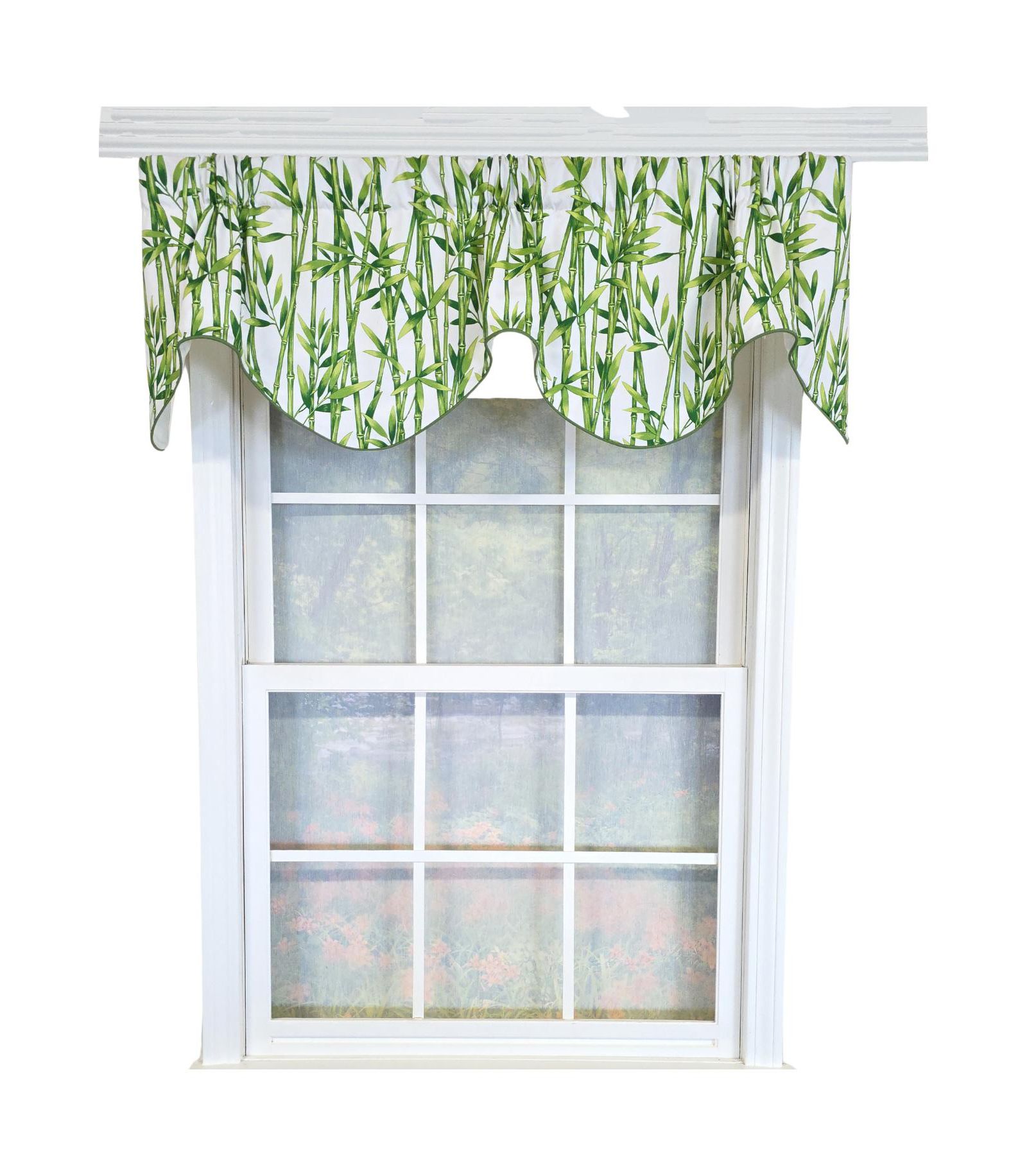 RLF Home 100% Cotton Bamboo Fluted  Fully lined Windows Rod Pocket Valance 65" x 16"  Green