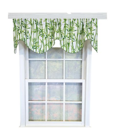RLF Home 100% Cotton Bamboo Fluted  Fully lined Windows Rod Pocket Valance 65" x 16"  Green
