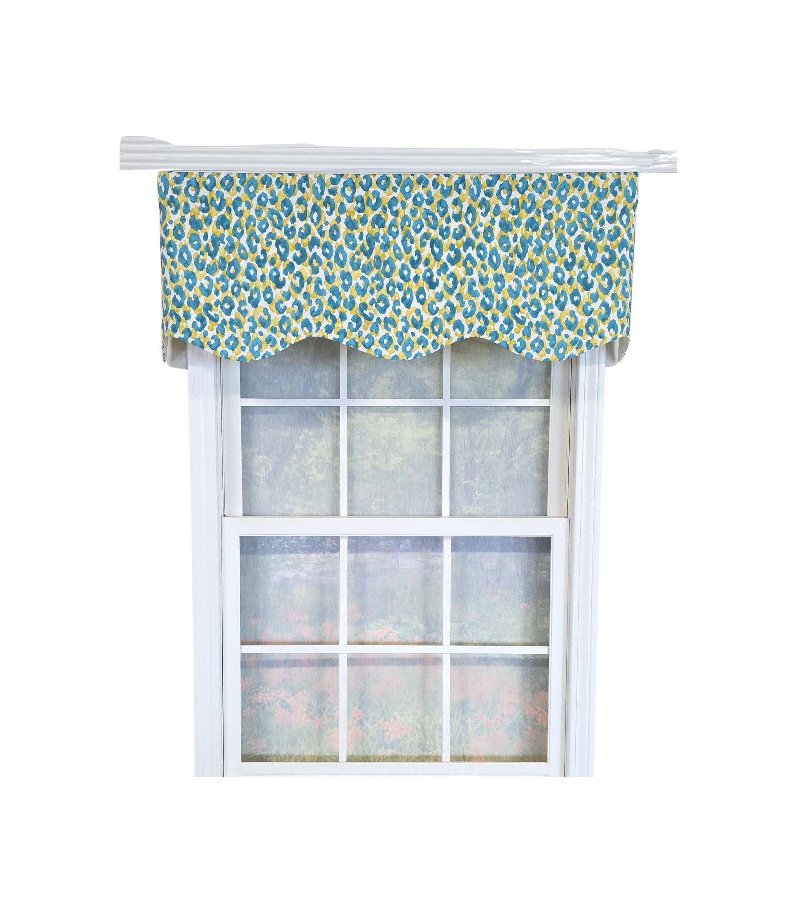 RLF Home 100% Cotton Marrakesh Provance  Fully lined Windows Rod Pocket Valance 50" x 15"  Green