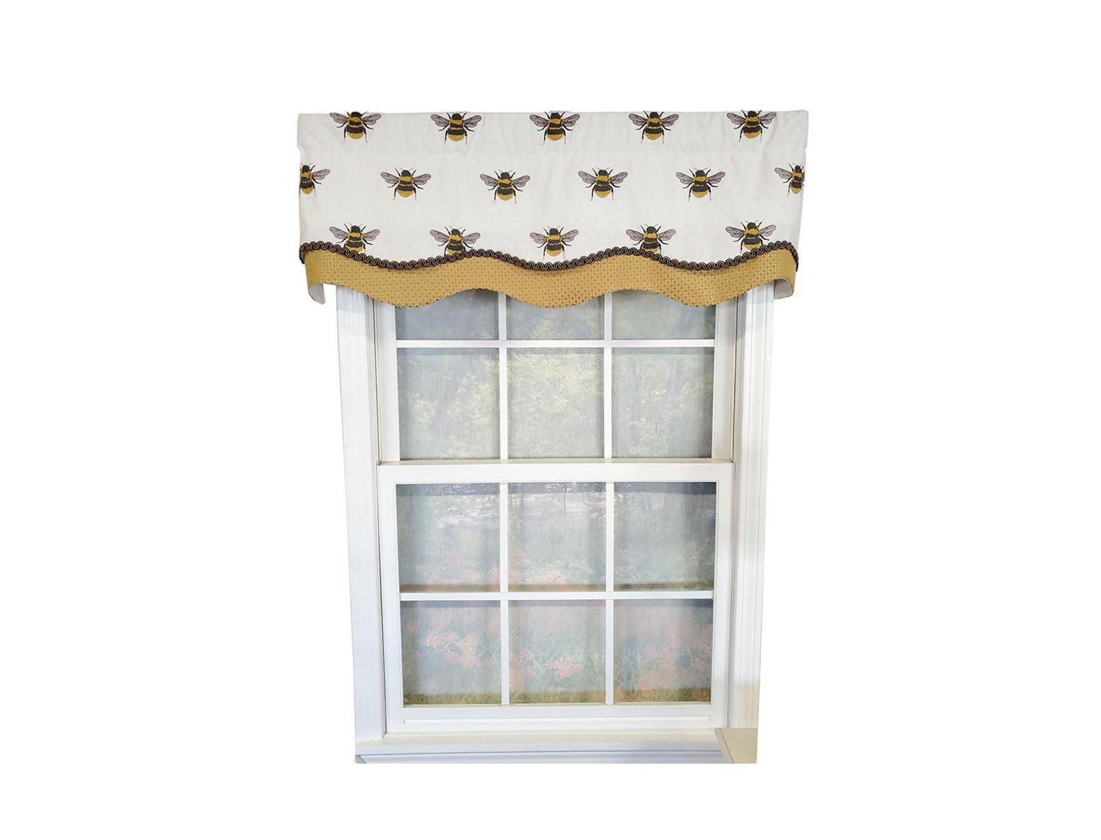RLF Home Busy Bee Glory 3" Rod Pocket Lining Luxurious and Elegant Window Treatment Valance 50" x 16"