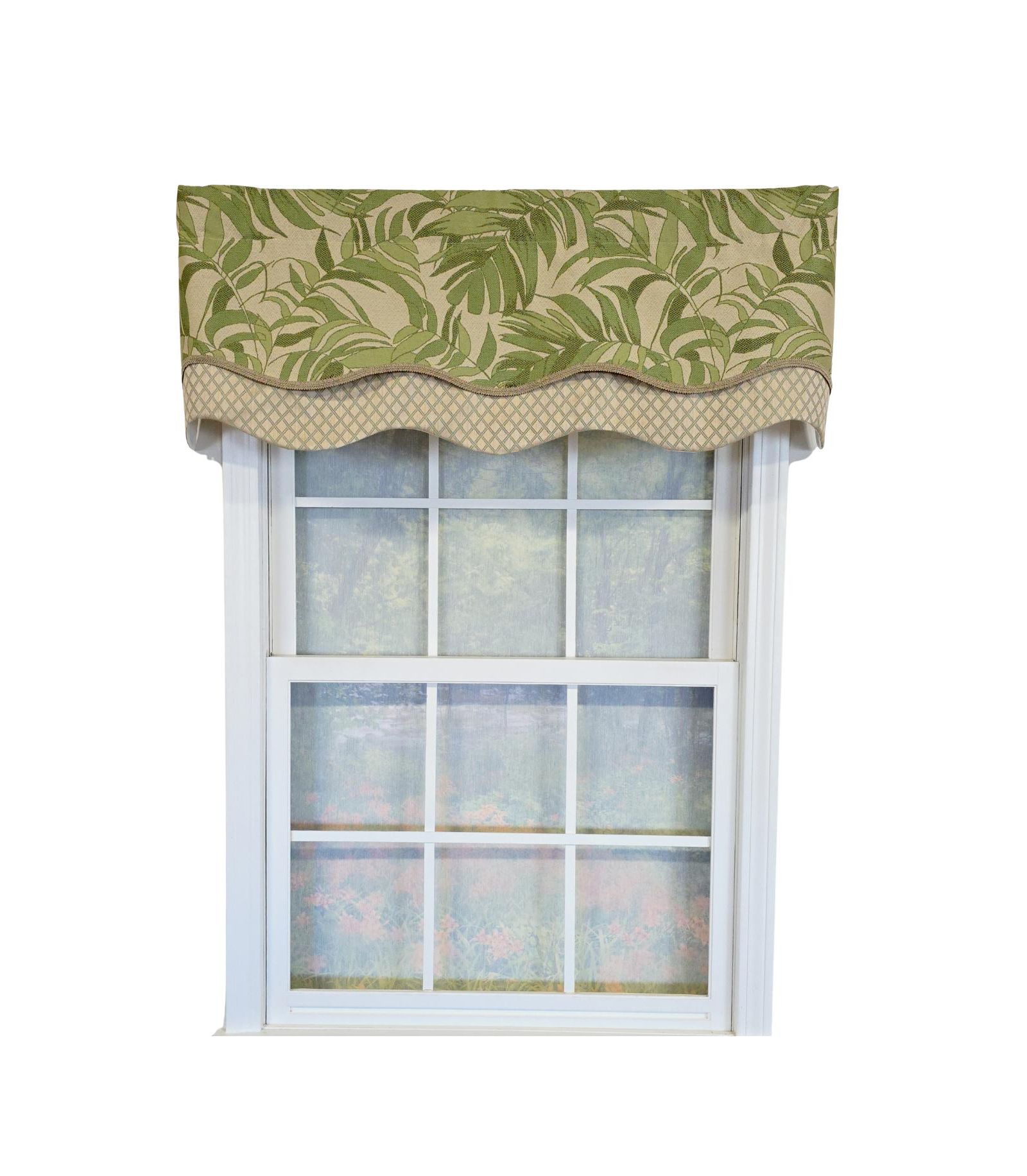 RLF Home 100% Cotton Breeze Glory  Fully lined Windows Rod Pocket Valance 50" x 16"  Green
