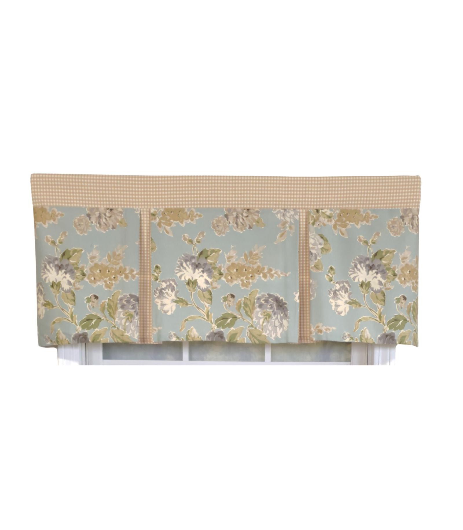 RLF Home 3" Rod Pocket High Quality Fabric Floral Essence Pleated Valance for Windows 50" x 16" Blue