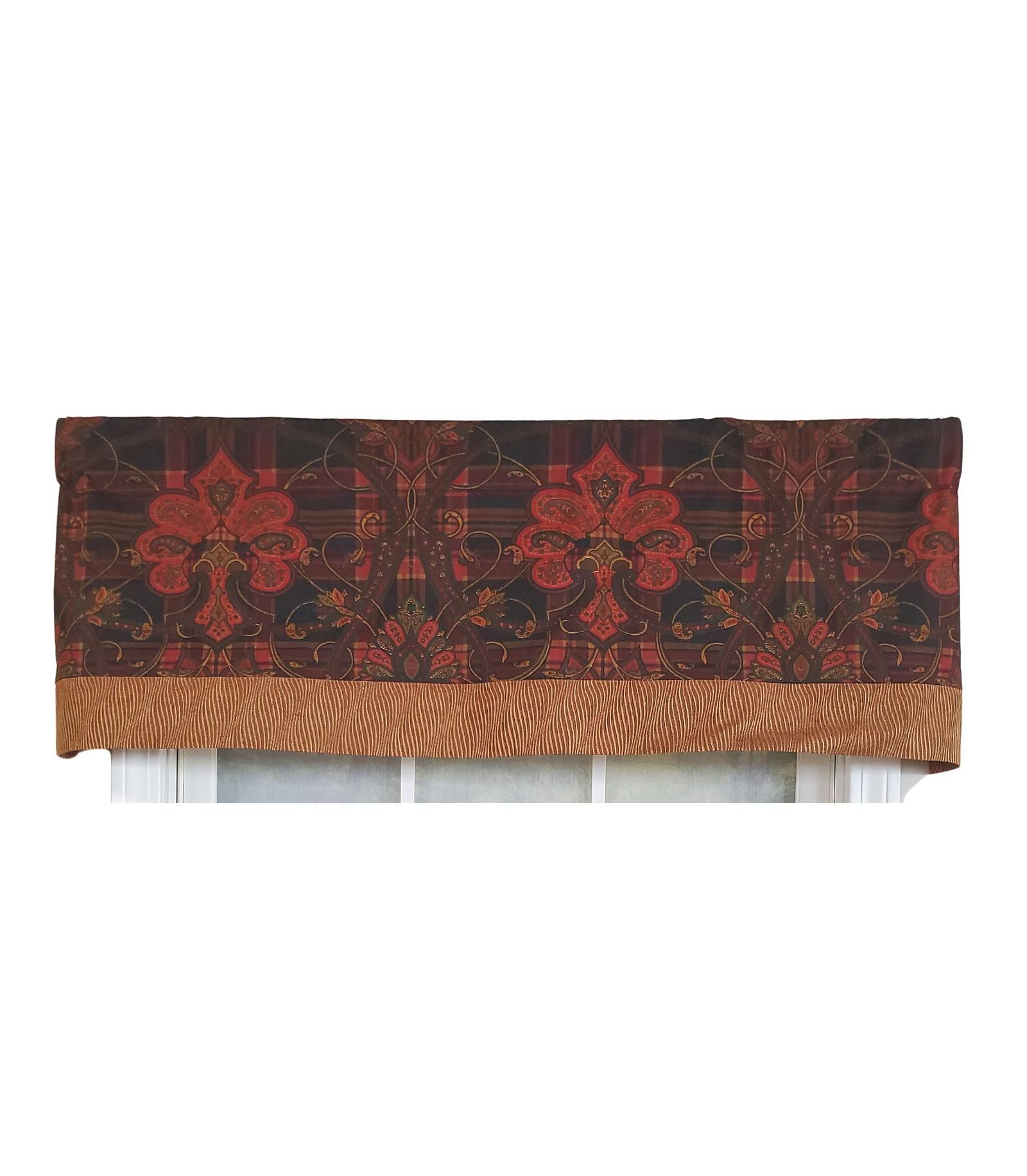 RLF Home 3" Rod Pocket High Quality Fabric Espadas Banded Valance for Windows 50" x 16"