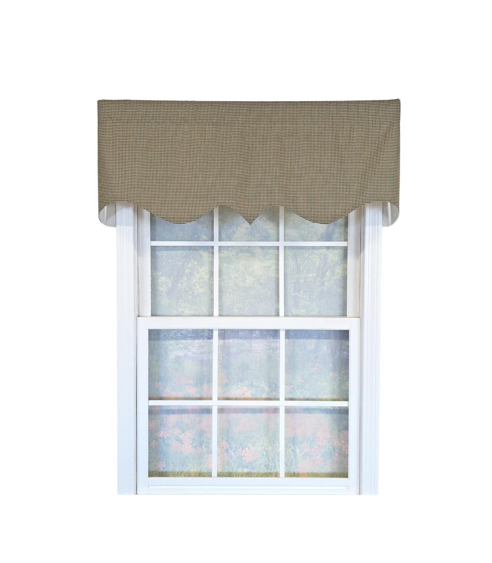 RLF Home 100% Cotton Pin Check Regal  Fully lined Windows Rod Pocket Valance 50" x 17"