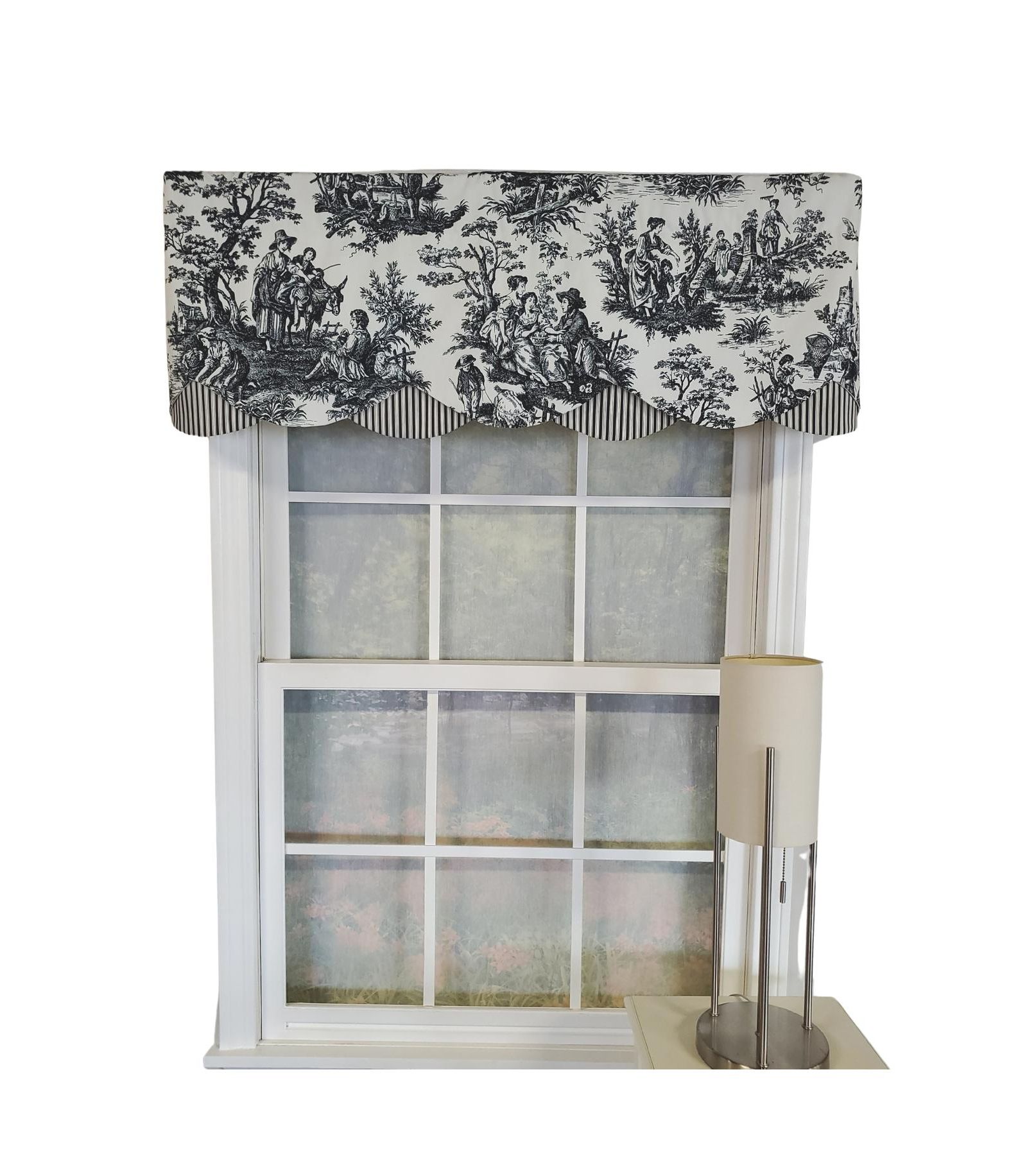 RLF Home 3" Rod Pocket High Quality Fabric Glory Days Petticoat Valance for Windows 50" x 15" Black