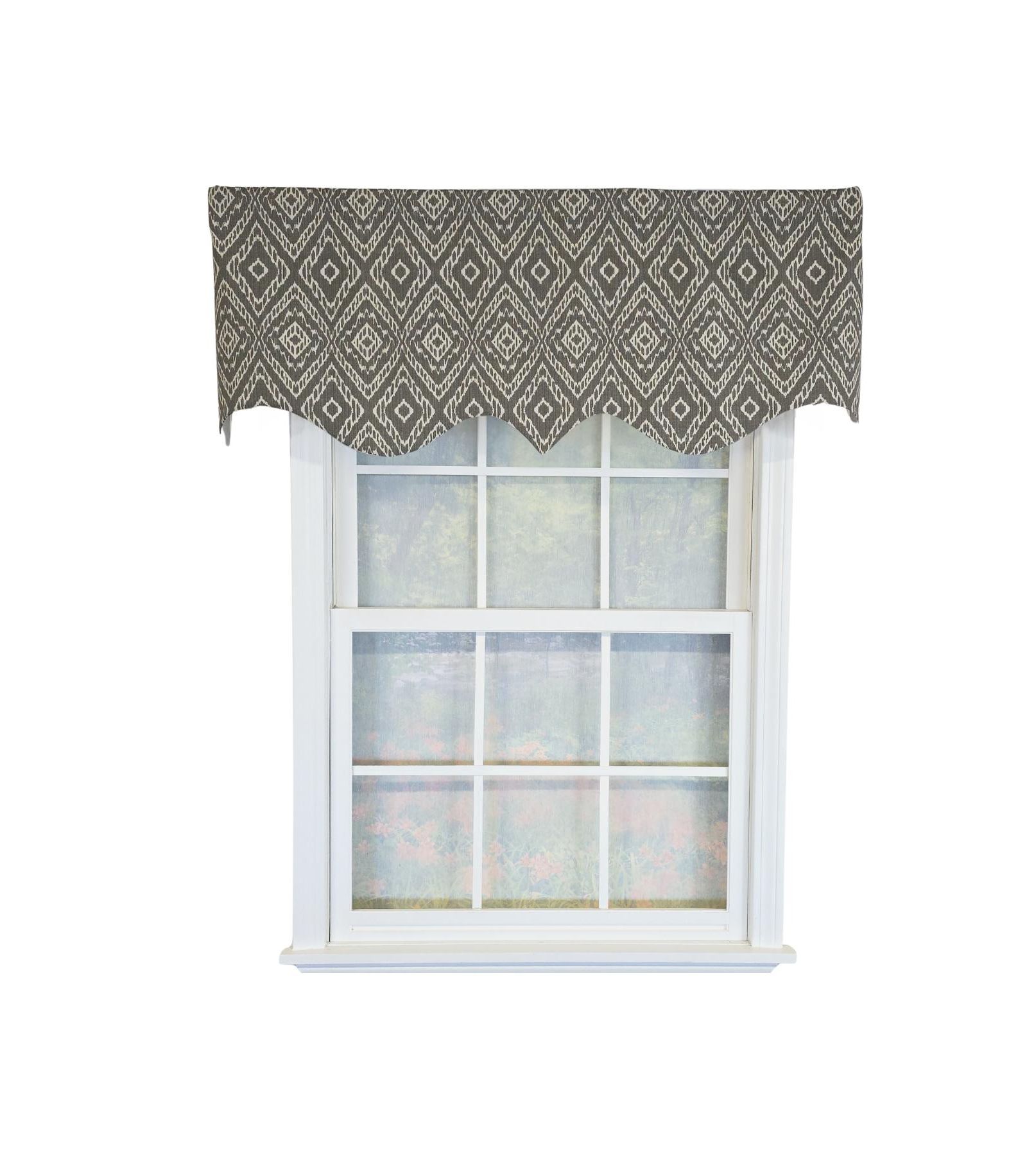 RLF Home 100% Cotton Corsica Regal  Fully lined Windows Rod Pocket Valance 50" x 17"  Gray