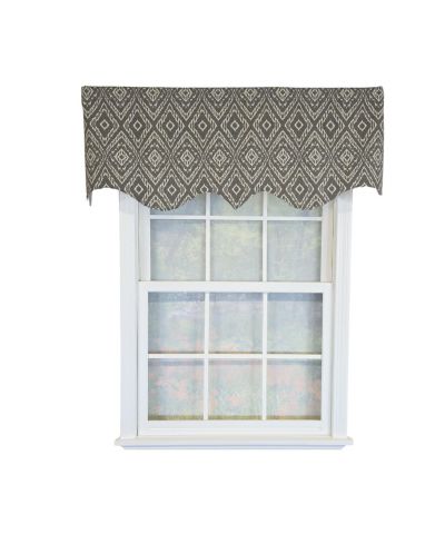 RLF Home 100% Cotton Corsica Regal  Fully lined Windows Rod Pocket Valance 50" x 17"  Gray