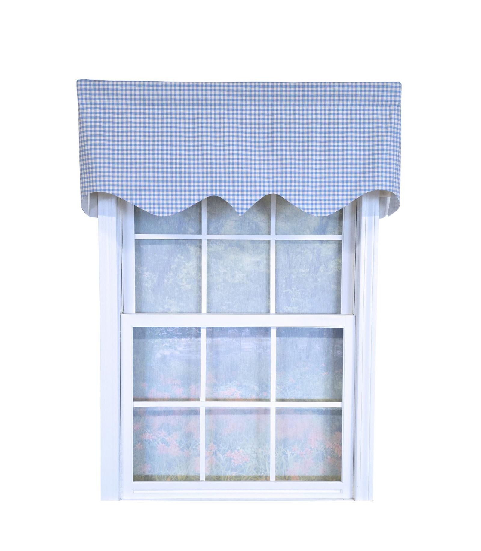 RLF Home 100% Cotton Gingham Regal With Poly/Cotton Ivory lining Rod Pocket Valance 50" x 17" Blue