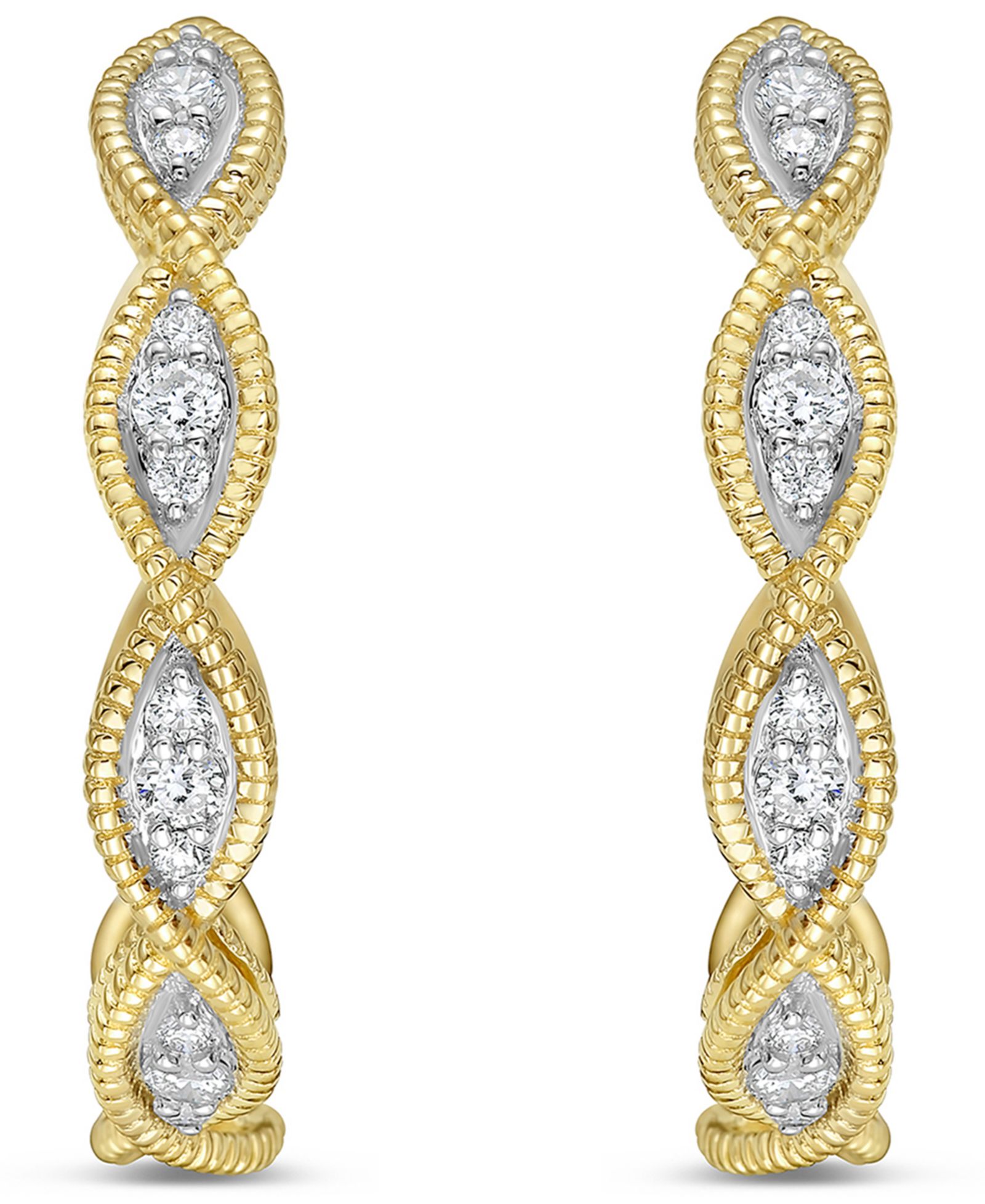 Серьги с белым бриллиантом (1/4 ct. t.w.) в 14k Yellow Gold