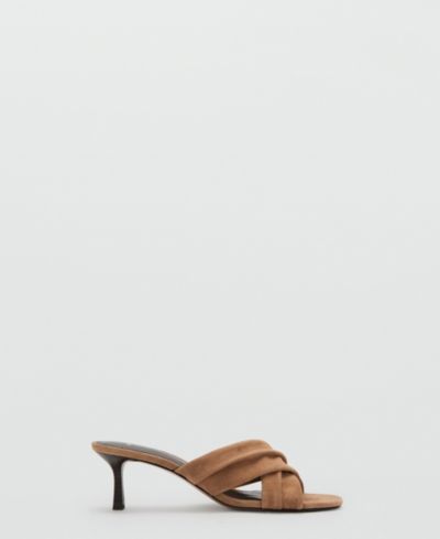 Mango Women's Crossed Straps Suede Leather Sandals
