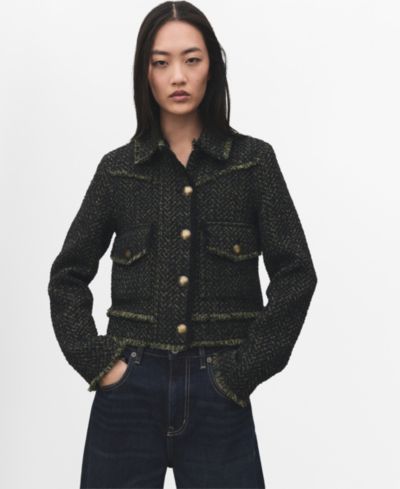 Женский твидовый жакет Mango Lapel Collar