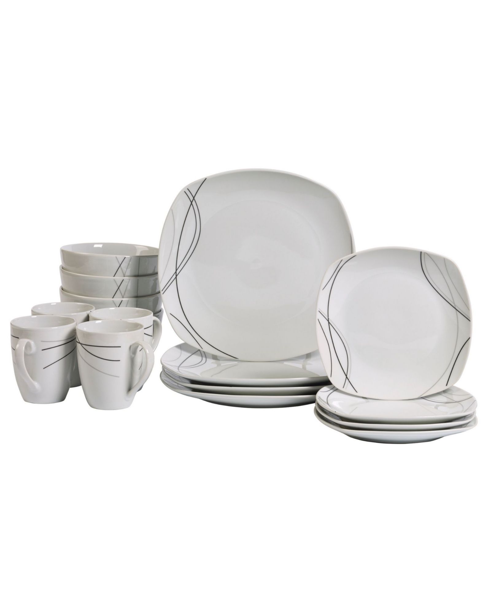 Tabletops Unlimited Alec Ash White 16 Pc. Dinnerware Set, Service for 4