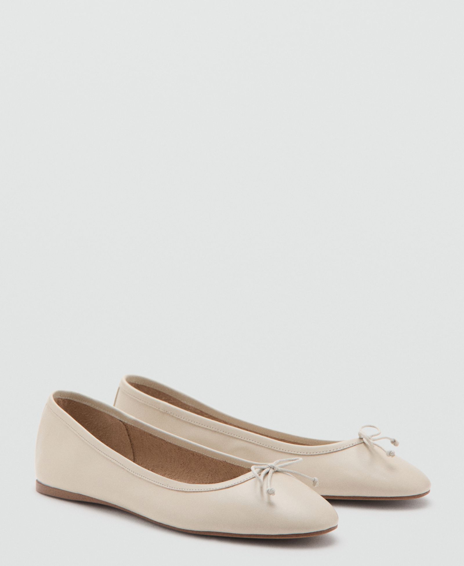 MANGO Женский Bow Leather Ballet Flats
