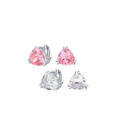 Серьги-гвоздики Bling Jewelry Trillion-Cut Yellow/Purple CZ с напылением серебра (2 набора)