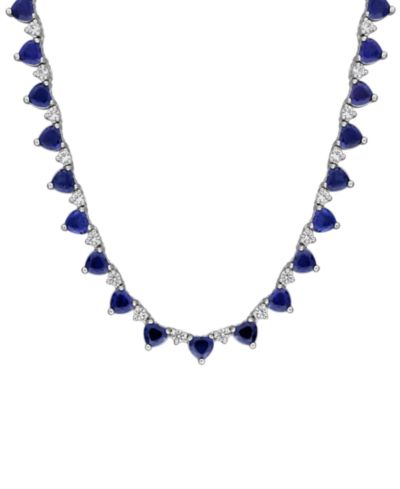 Подвеска в форме сердца с натуральным сапфиром (17 ct. t.w.) и белым сапфиром (2-1/3 ct. t.w.), стерлинговое серебро