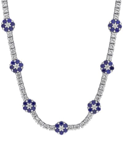 Колье Macy's Floral из стерлингового серебра с сапфирами (лабораторного происхождения)