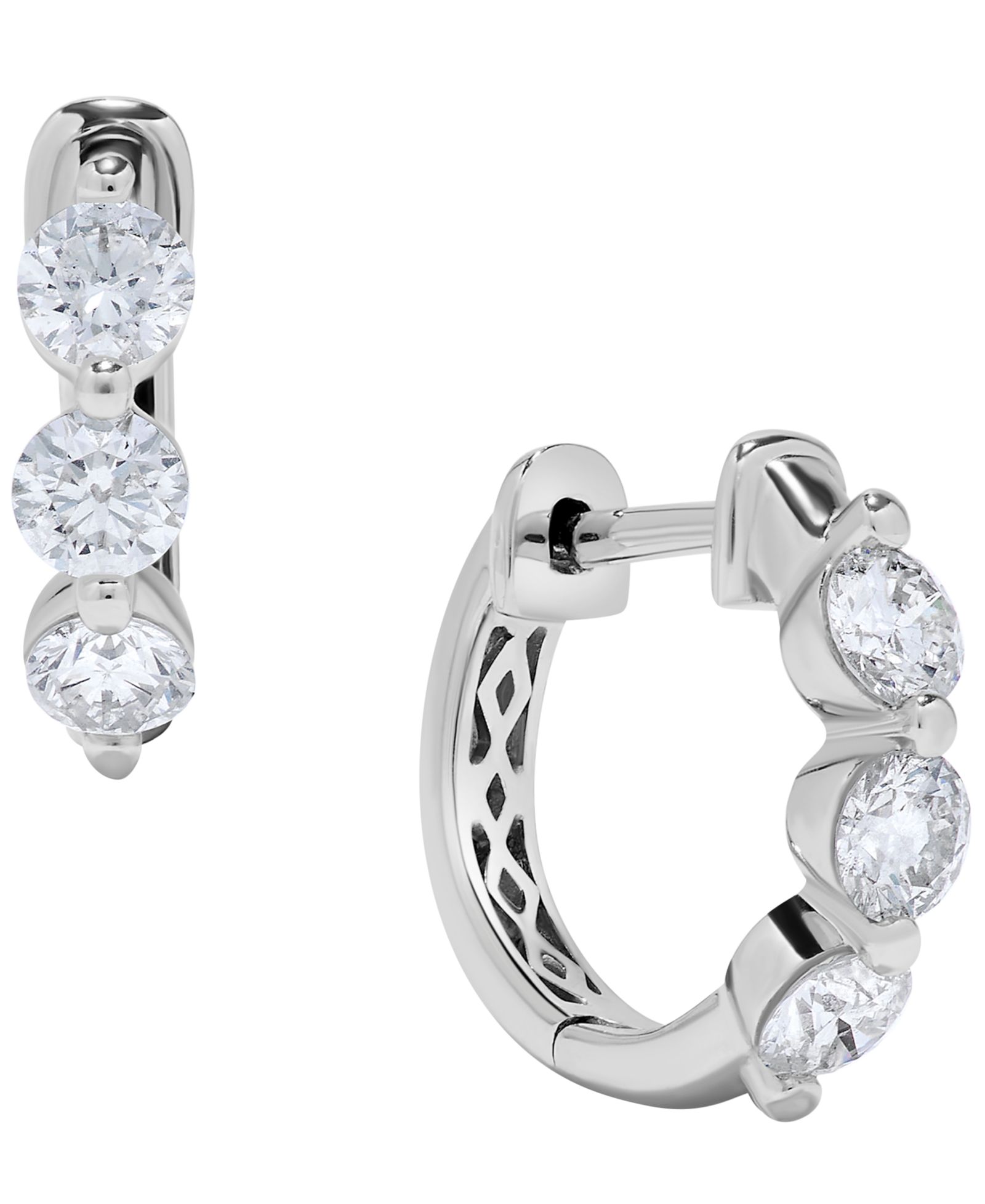 Macy's Diamond Huggie Earrings (1 ct. t.w.) in 14k White Gold