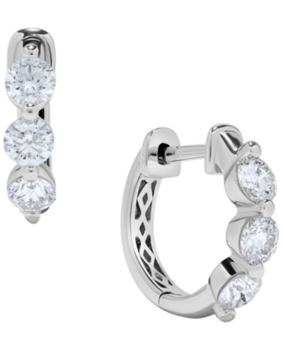 Серьги-кольца с бриллиантами (1 ct. t.w.) из белого золота 14k