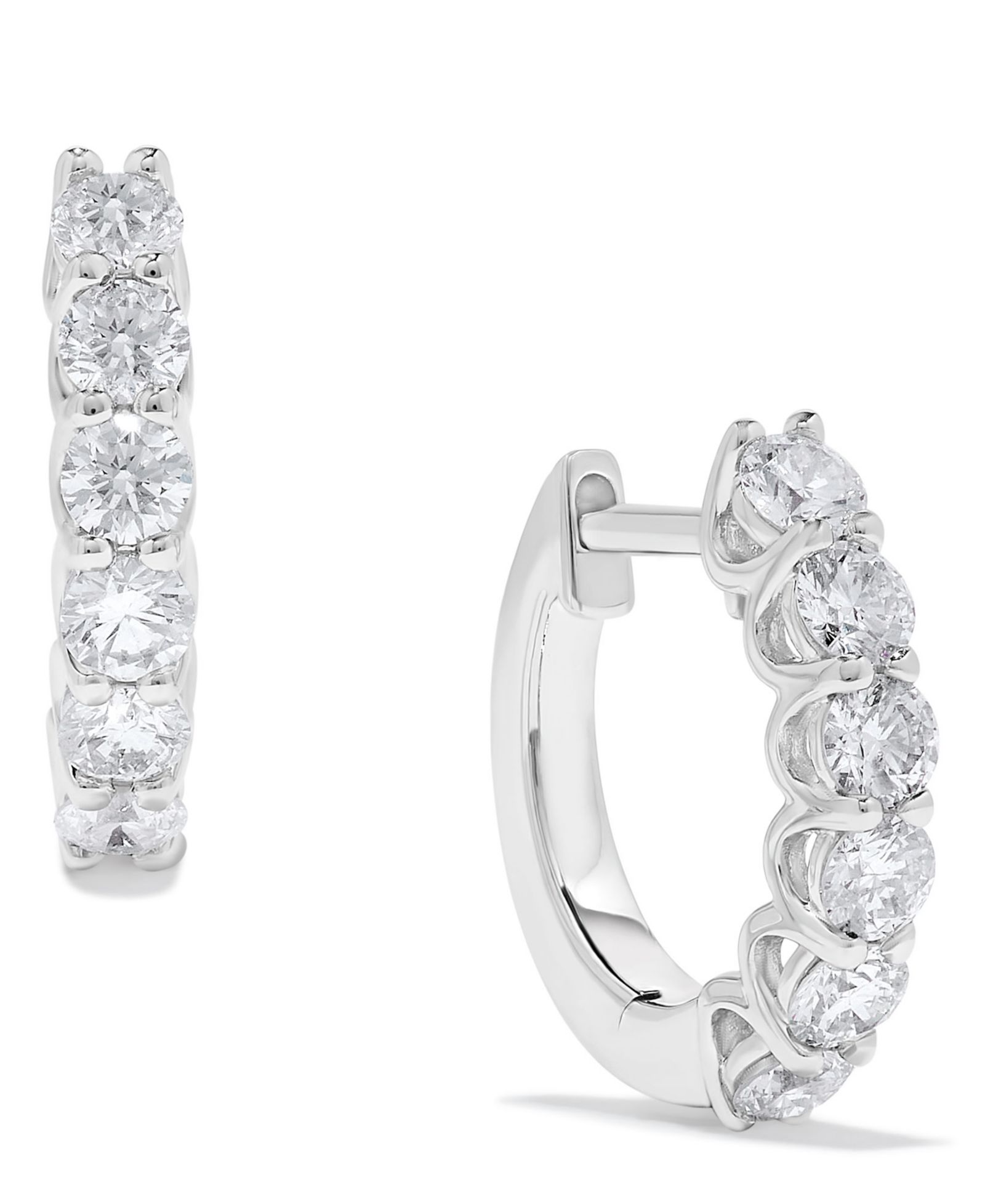 Серьги-кольца с бриллиантами (1 ct. t.w.) в белом золоте 14k