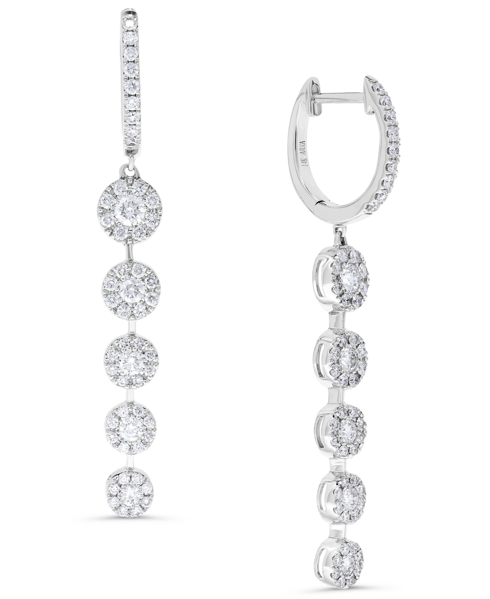 Macy's Diamond Dangling Cluster Earrings (1 ct. t.w.) in 14k White Gold
