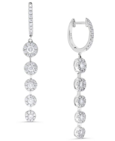 Серьги Macy's Diamond Dangling Cluster (1 ct. t.w.) в 14k White Gold