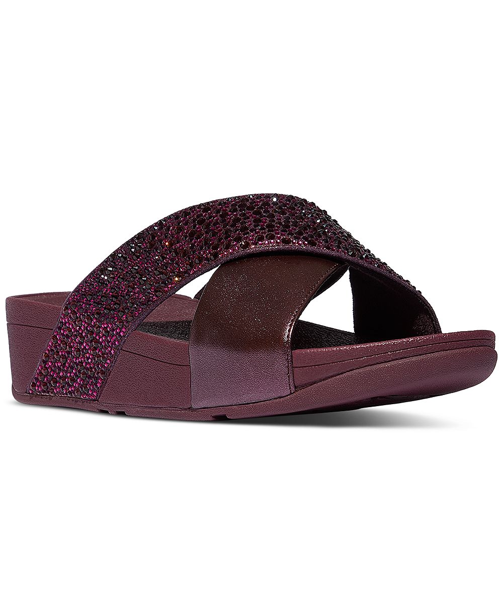 FitFlop женские металлические сандалии-слайды Lulu с декором и перекрестными ремешками