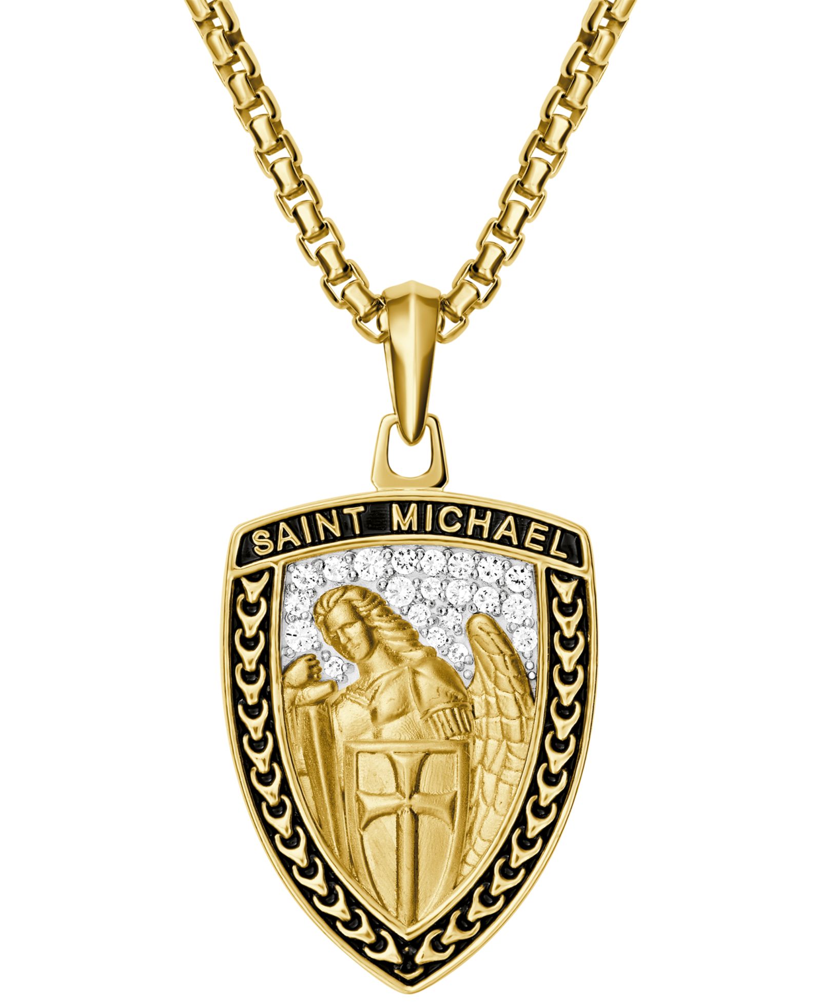 Bulova Мужской золоченый кулон Saint Michael