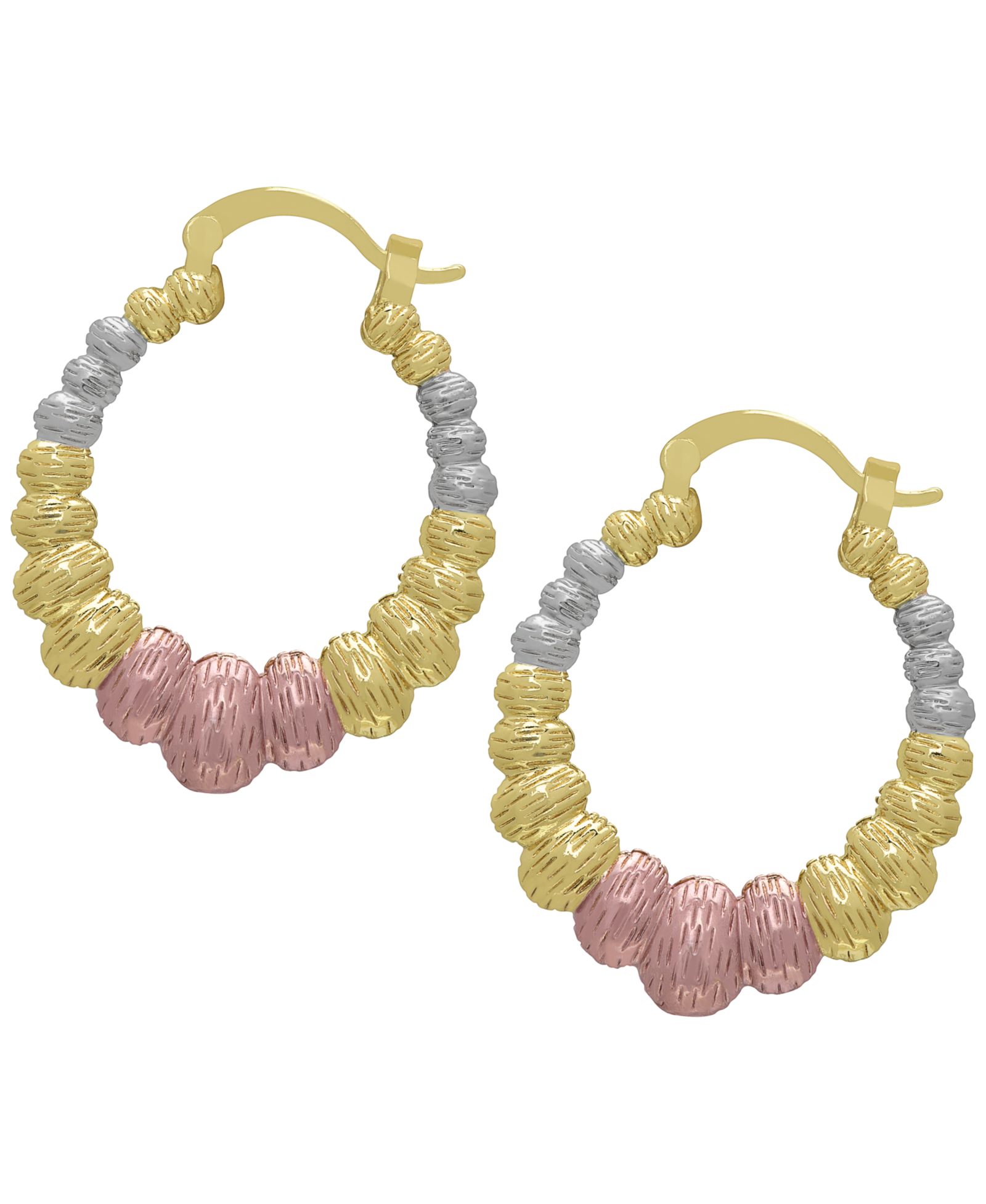 Серьги Macy's 14k Gold Plated Brass Tri-Color Graduated Oval