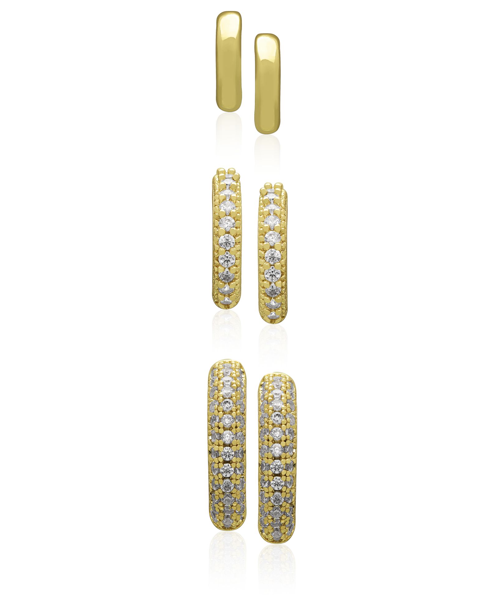 Комплект серег Macy's 3-Pc. Cubic Zirconia (0.52 ct. t.w.) Graduated Hoop Earrings Set