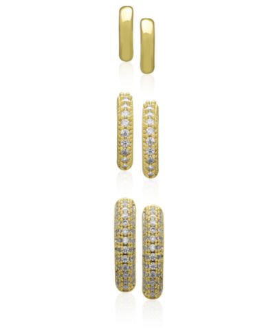 Комплект серег Macy's 3-Pc. Cubic Zirconia (0.52 ct. t.w.) Graduated Hoop Earrings Set