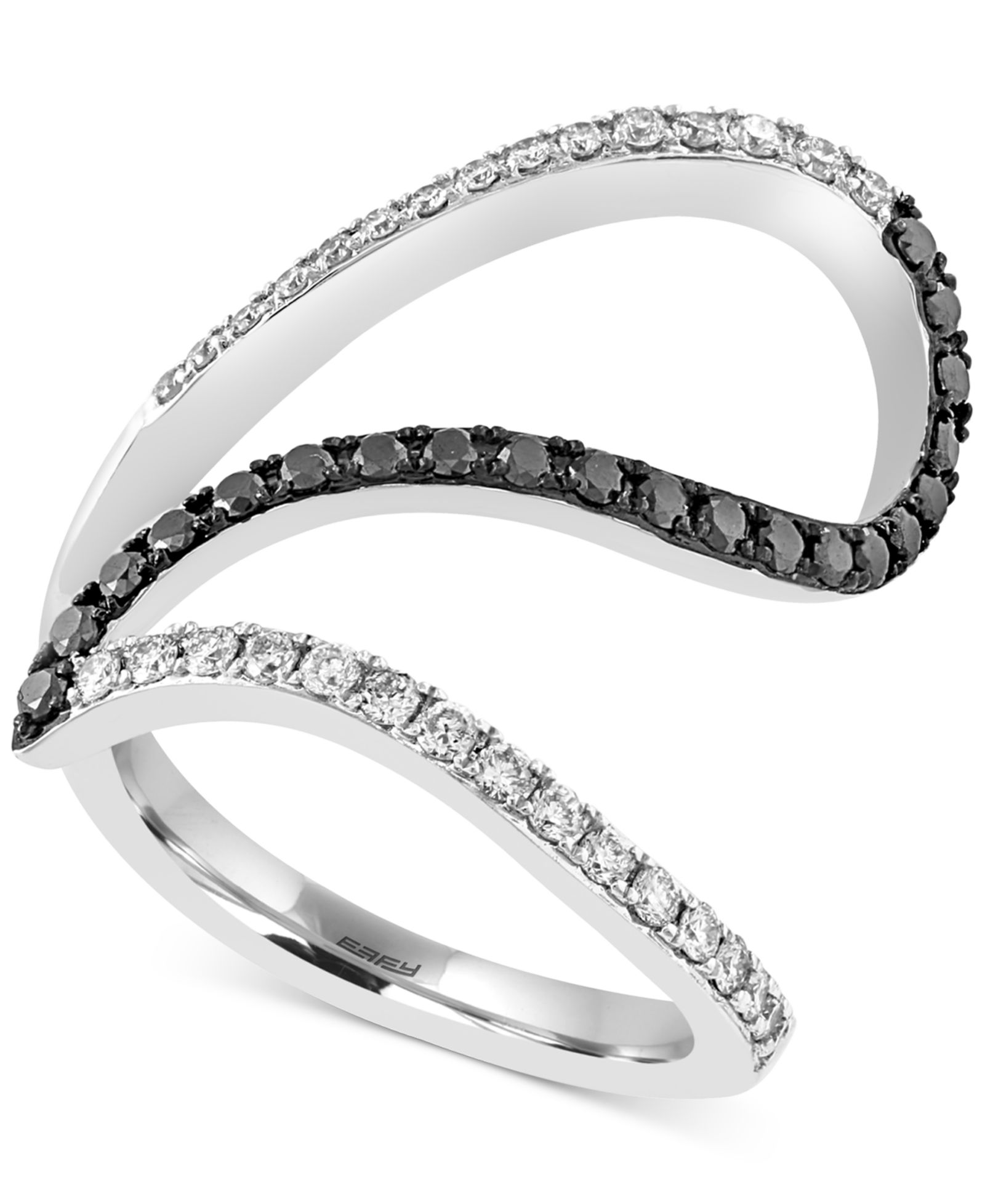 EFFY® Black and White Diamond Ring (5/8 ct. t.w.) in 14k White Gold