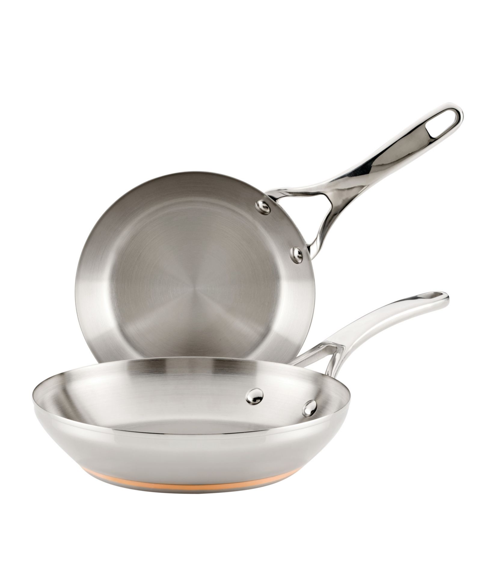 Anolon Nouvelle Copper Stainless Steel Frying Pan Set, 8-Inch and 9.5-Inch, Silver- Macy's Exclusive