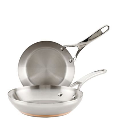 Anolon Nouvelle Copper Stainless Steel Frying Pan Set, 8-Inch and 9.5-Inch, Silver- Macy's Exclusive