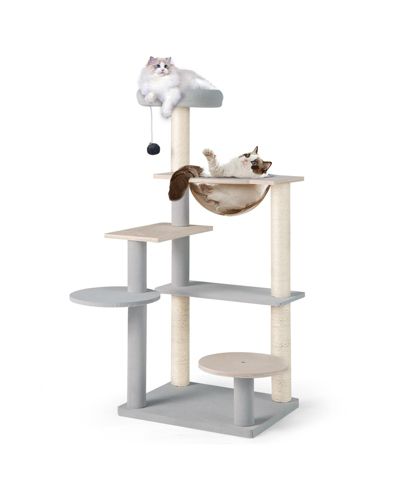 Gymax Modern Cat Tree 44 Inch Multi-level Cat Tower w/ Removable Padded Top Perch