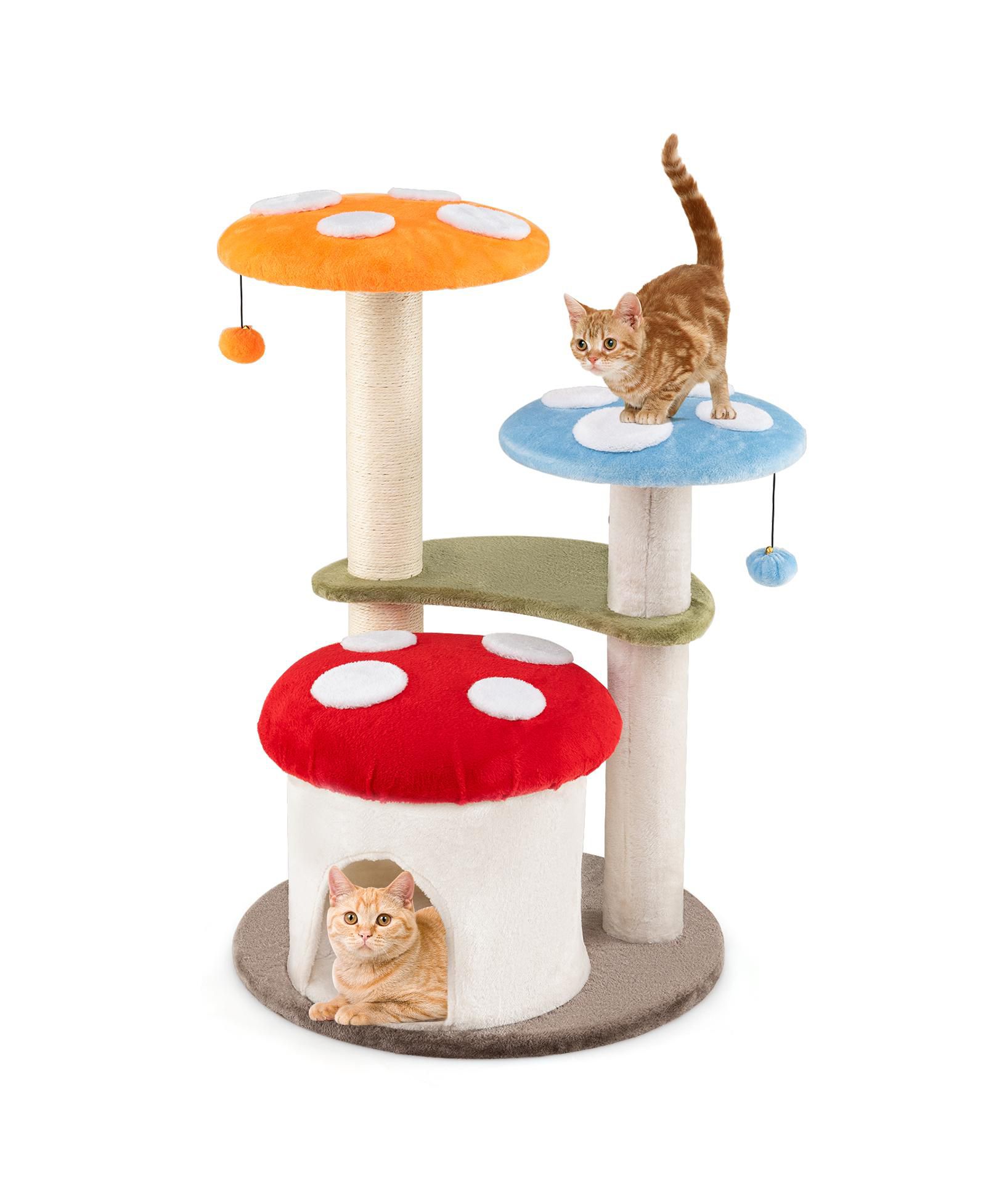 Кошачий дом Gymax Cute Mushroom Cat Tree 35'' Tall с когтеточками из сизаля
