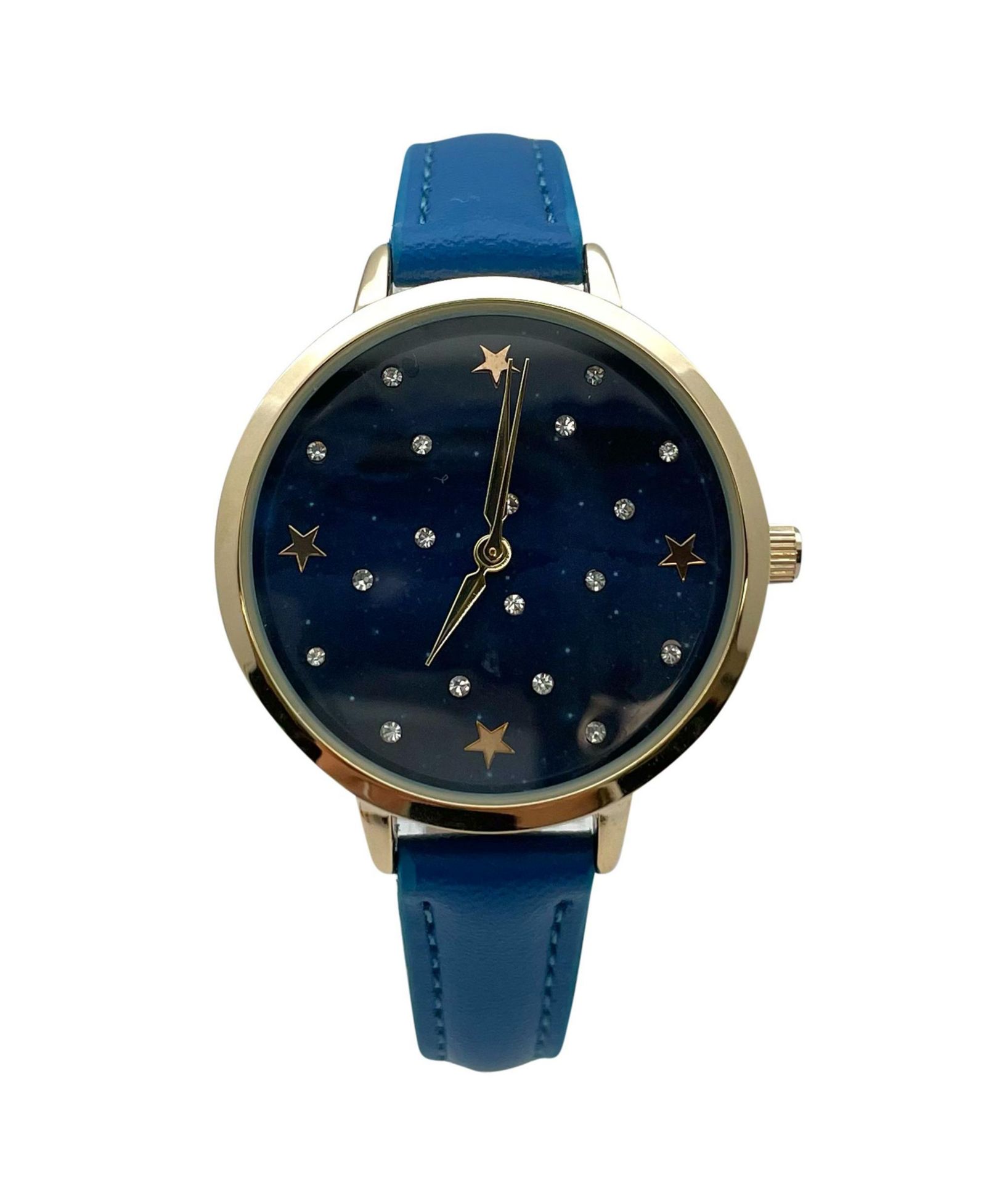 Olivia Pratt Stars and Rhinestones Faux Leather Women Watch, Blue