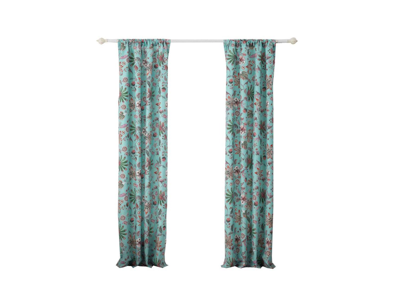 Audrey Window Panel Pair 42in x 84in (2) Turquoise by Barefoot Bungalow