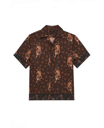 Мужская рубашка REISS Leopard Leopard-Print Cuban-Collar