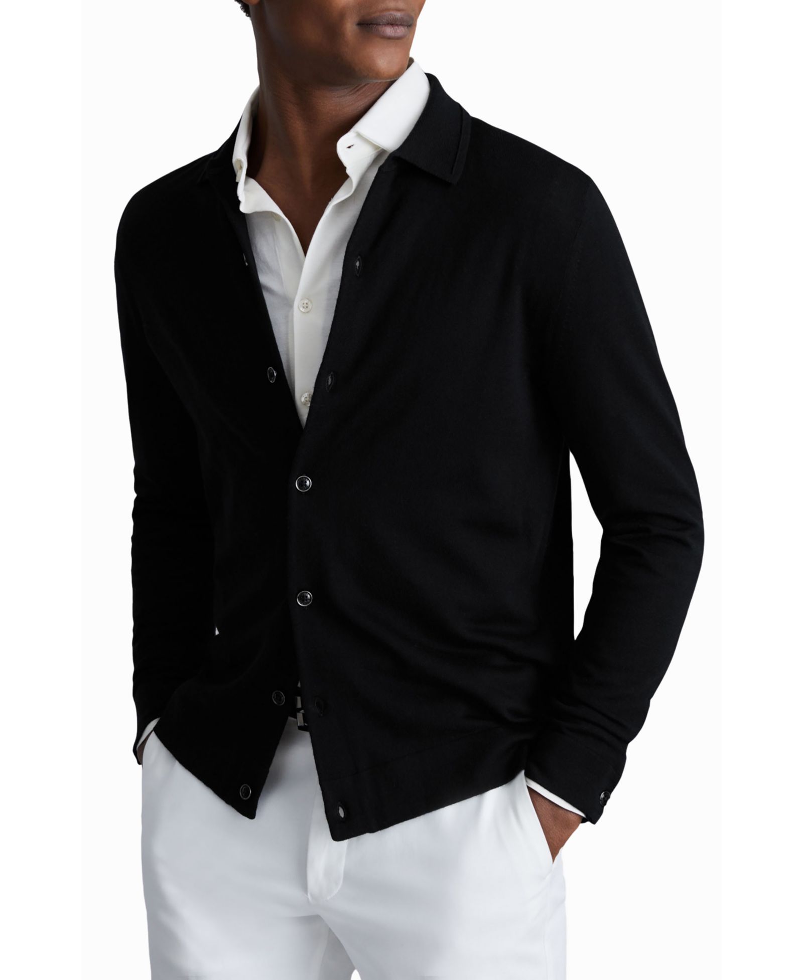 Мужской кардиган REISS Forbes Merino Wool Button-Through