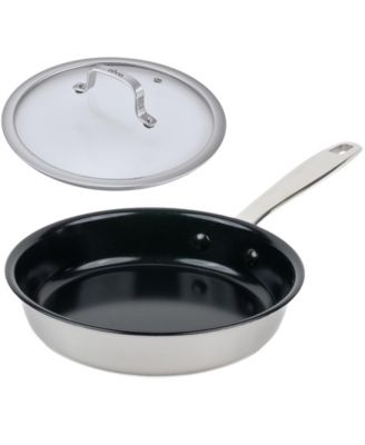 Alva Maestro 9.5" Nonstick Stainless Steel Frying Pan with Glass Lid