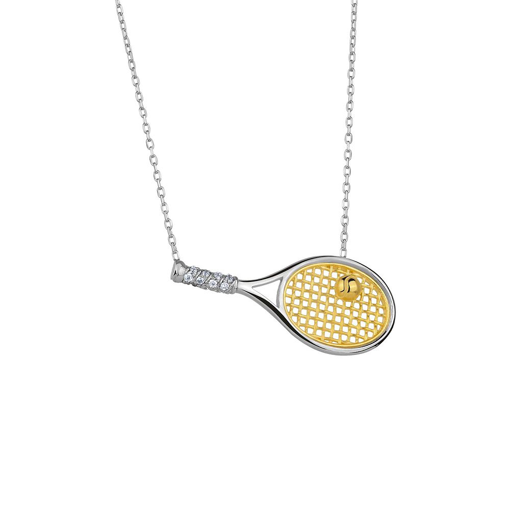 Spero London Sterling Silver Tennis Racket Necklace