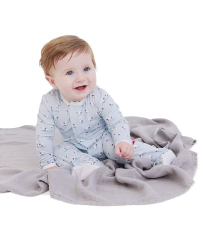 Magnetic Me Baby Boys' Magnetic Footie, Magnetic Reversible Bib, and Baby Blanket Gift, 3-Piece Set