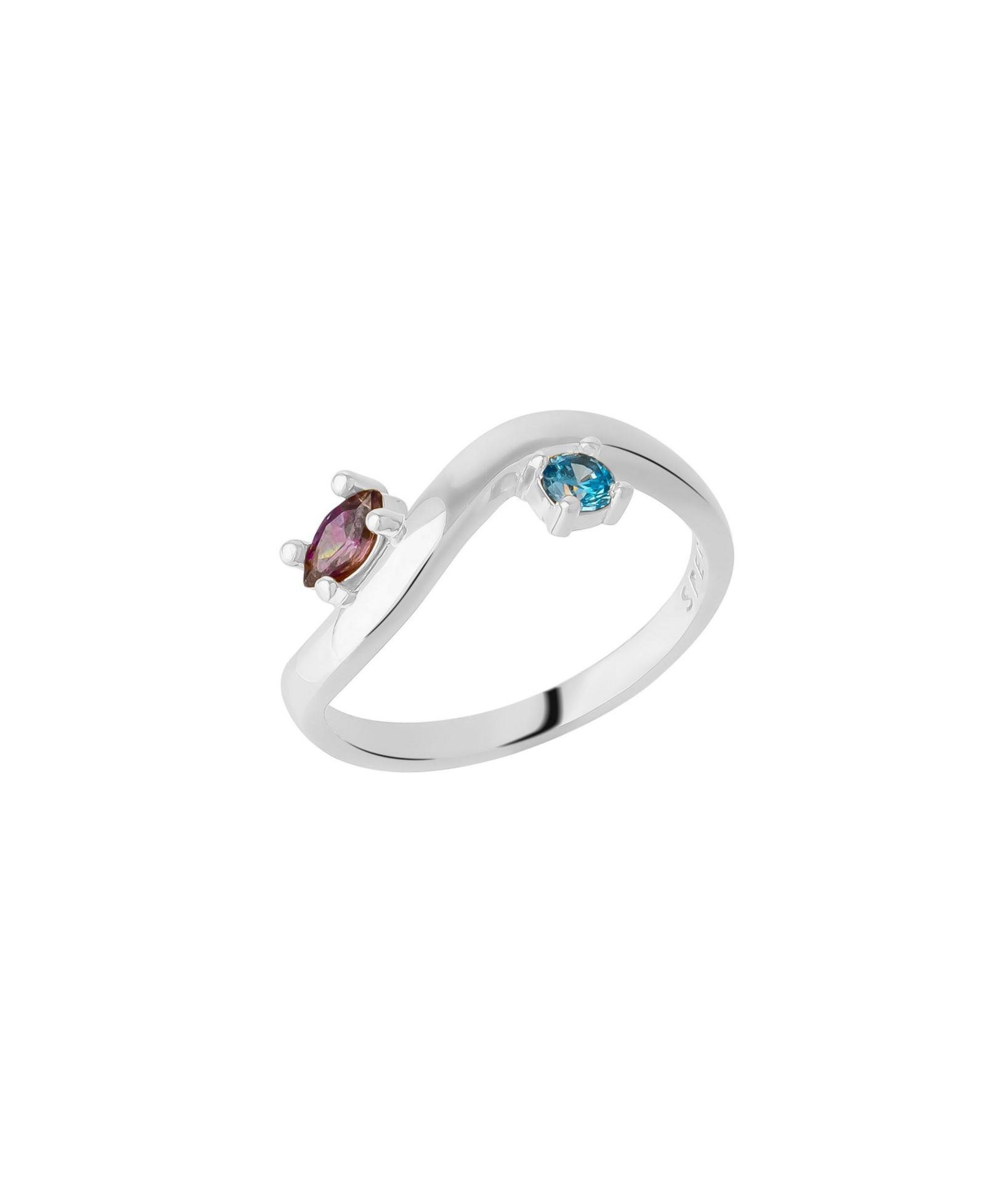 Spero London Bended Sterling Double Gemstone Ring