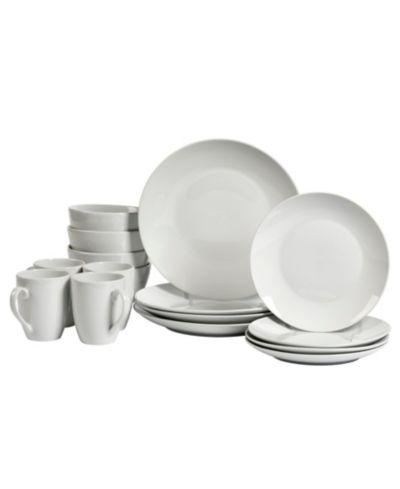 Tabletops Unlimited Adams Ash White 16 Pc. Dinnerware Set, Service for 4