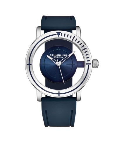 Мужские кварцевые часы Stuhrling Sniper 3915 Aviator, 42mm, Crosshair Target Dial, Rubber Strap, 5 ATM