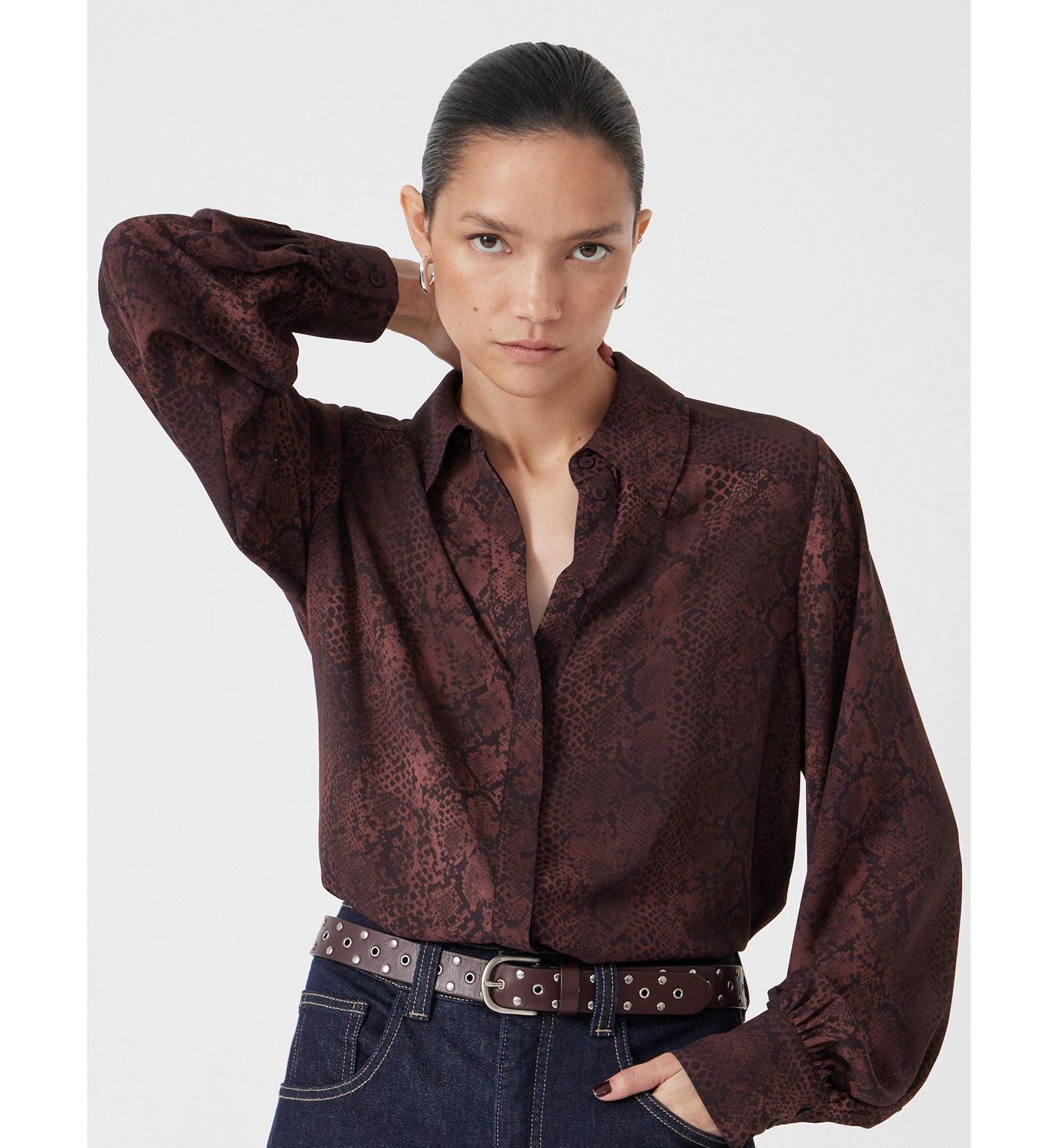 Hush Women's Chiffon Printed Long Sleeve Shirt