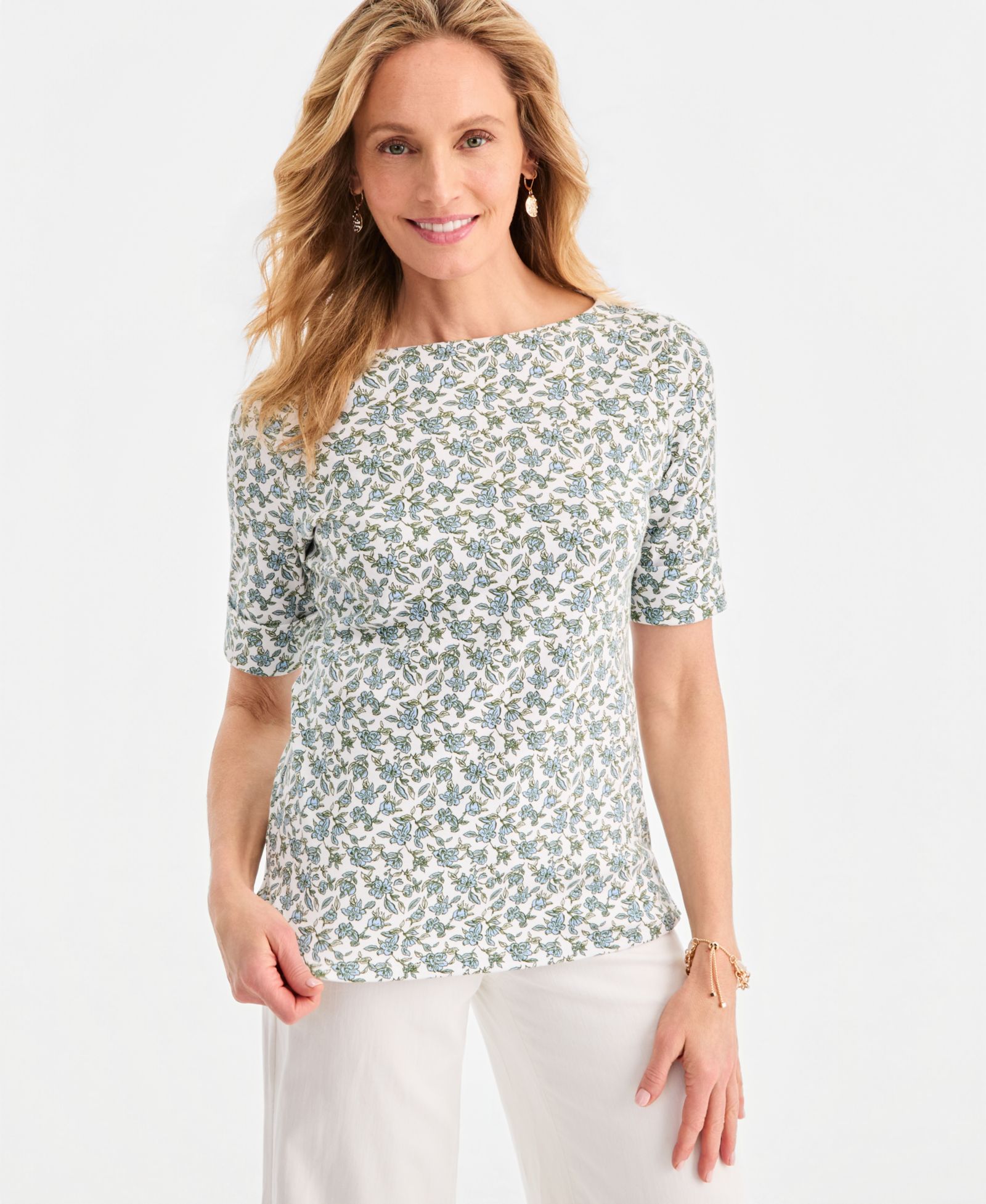 Style & Co Petite Elbow-Sleeve Boat Neck Top, Macy's Exclusive